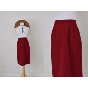 Vintage 80s Red A-Line Knee Skirt | 26‎ waist